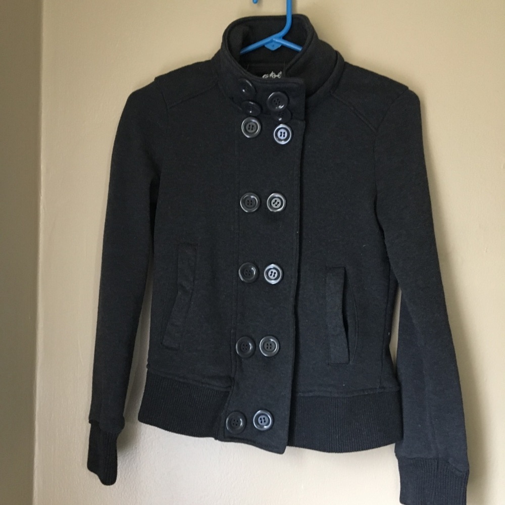 Double breasted sweatshirt jacket